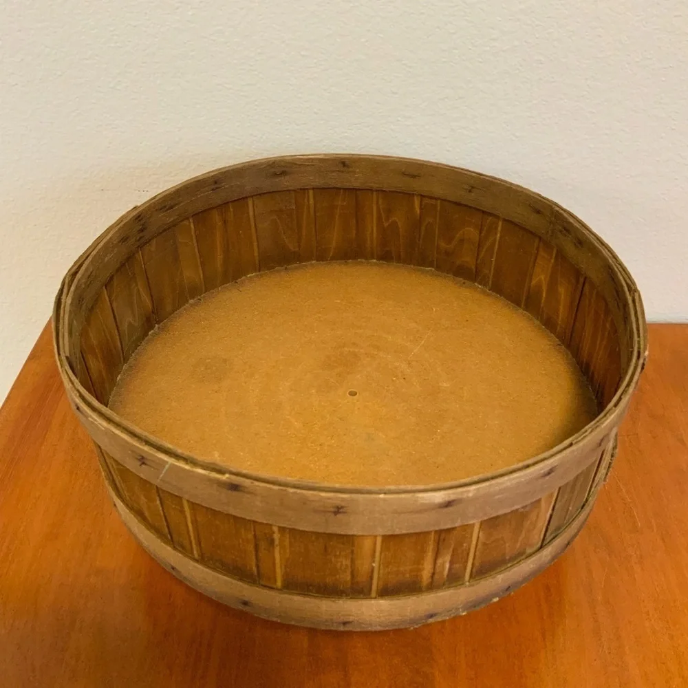 Unique Vintage Round Woven Splint Wood Basket - 12 Inches